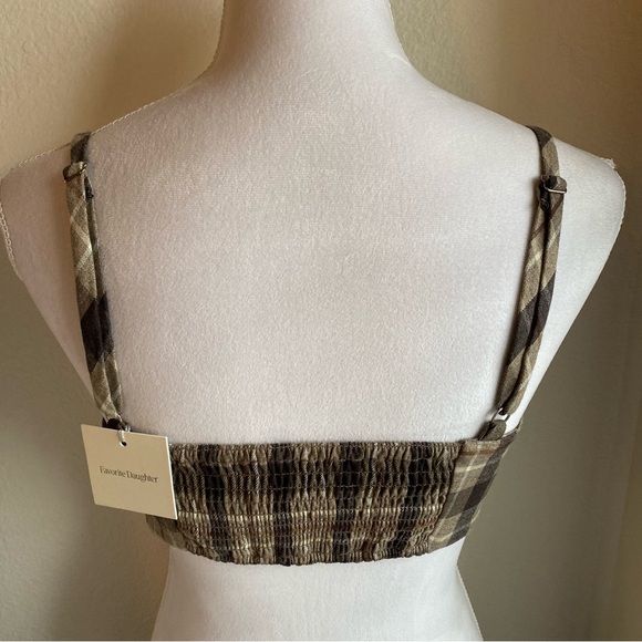 Favorite Daughter Plaid Crop Bralette and Shirt Set in Brown and Beige - Picture 4 of 9